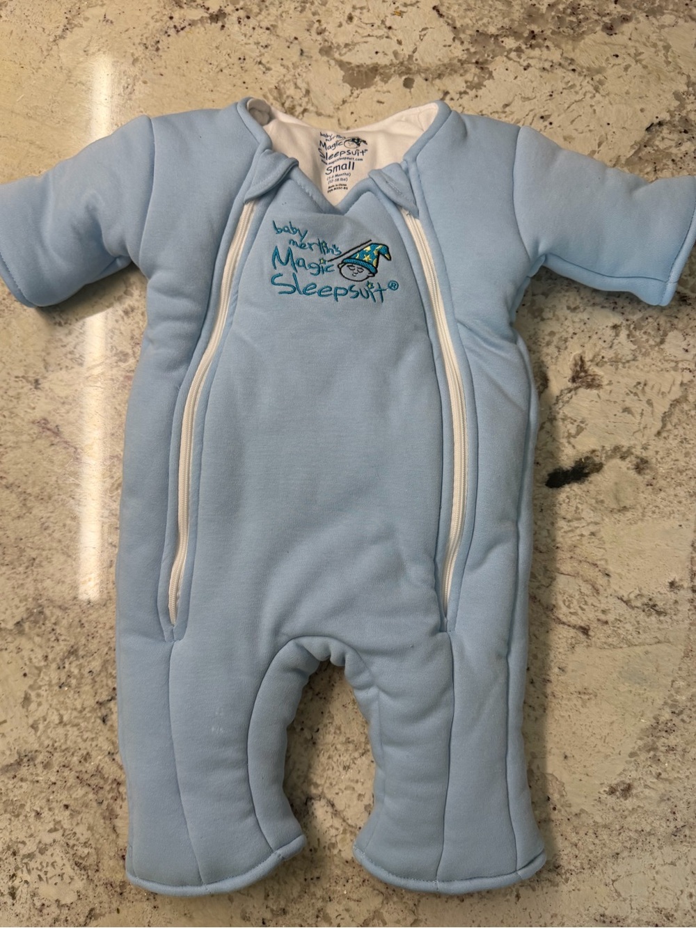 Baby Merlin's Magic Sleepsuit Light Blue Cotton Small 3-6 Months
